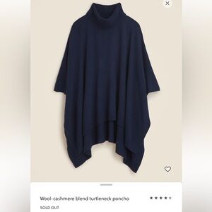 J Crew wool cashmere blend turtleneck poncho in navy blue